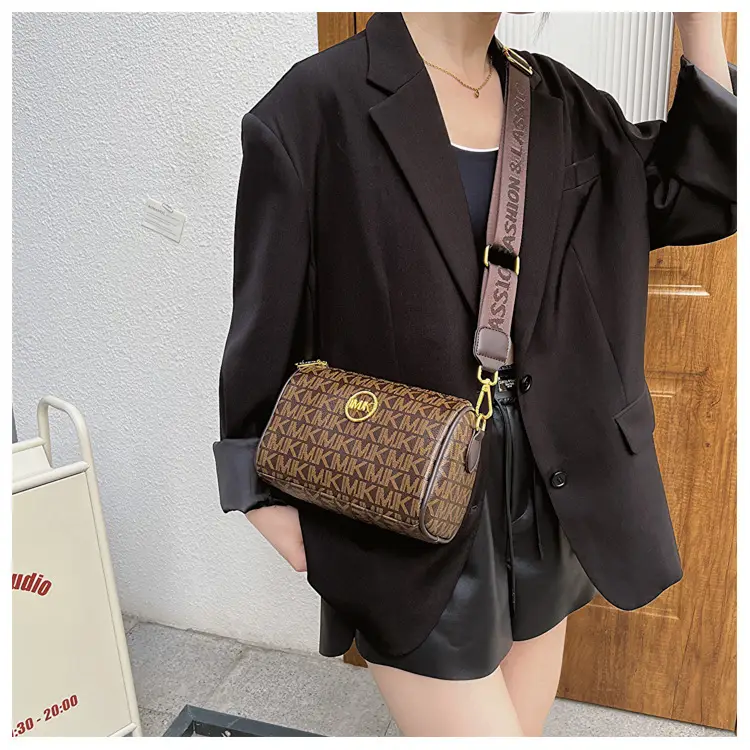 MK Printed Brown Shoulder Bag with Wide Strap — feature 18