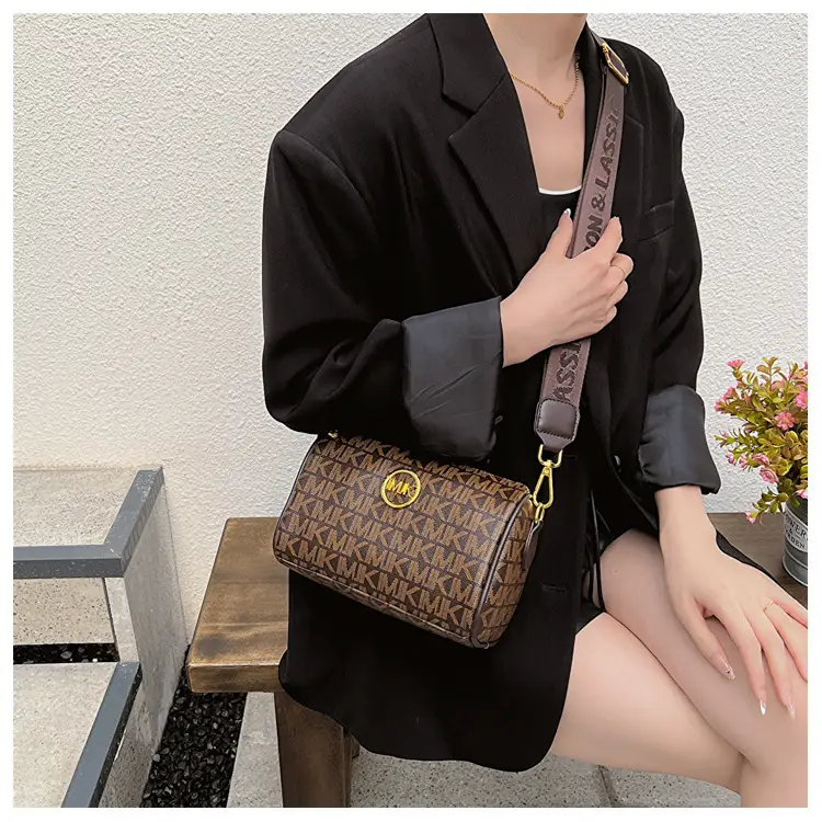 MK Printed Brown Shoulder Bag with Wide Strap — feature 19