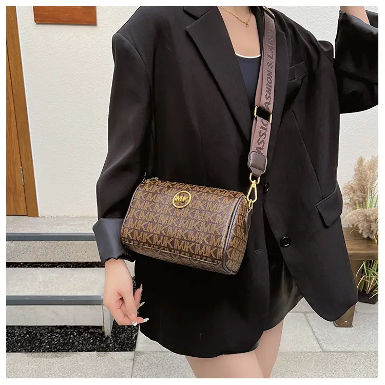 MK Printed Brown Shoulder Bag with Wide Strap — feature 20