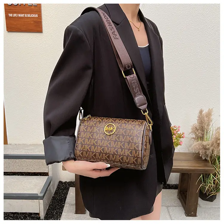MK Printed Brown Shoulder Bag with Wide Strap — feature 22