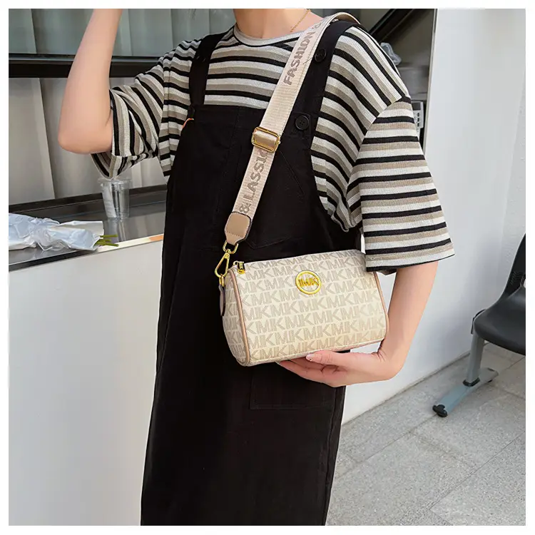 MK Printed Brown Shoulder Bag with Wide Strap — feature 24