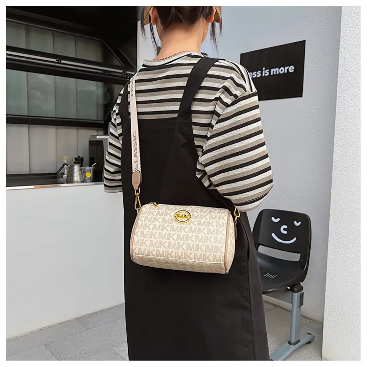 MK Printed Brown Shoulder Bag with Wide Strap — feature 29
