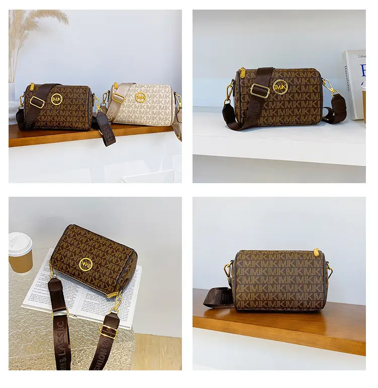 MK Printed Brown Shoulder Bag with Wide Strap — feature 3