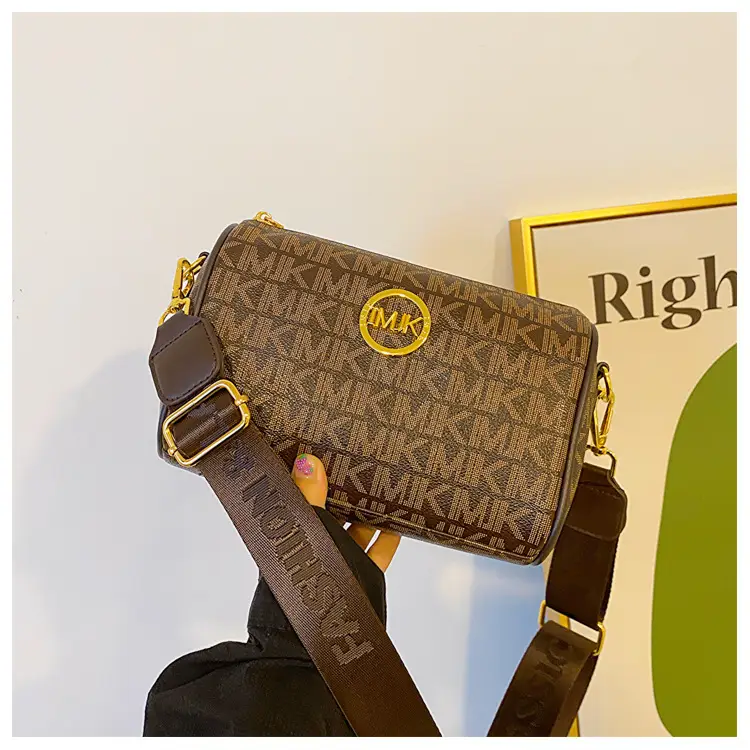 MK Printed Brown Shoulder Bag with Wide Strap — feature 34