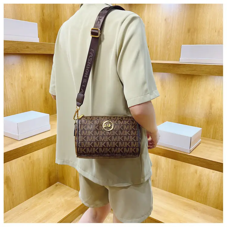 MK Printed Brown Shoulder Bag with Wide Strap — feature 36