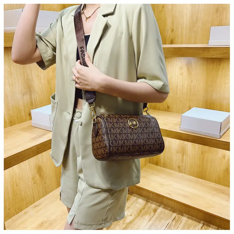 MK Printed Brown Shoulder Bag with Wide Strap — feature 37