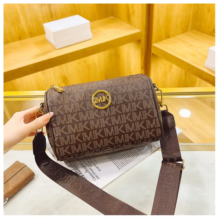 MK Printed Brown Shoulder Bag with Wide Strap — feature 38