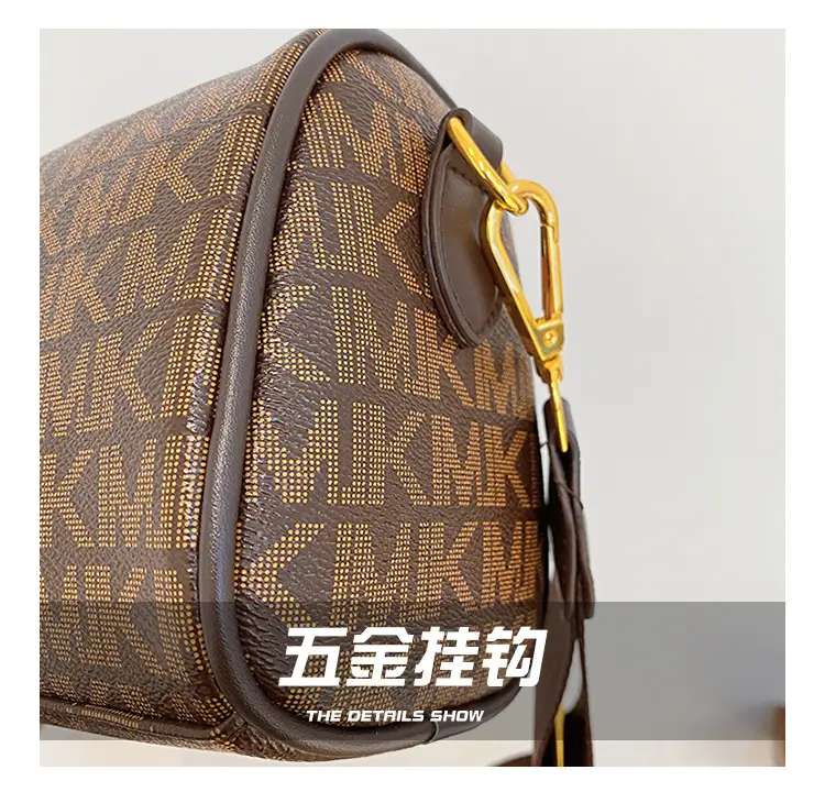 MK Printed Brown Shoulder Bag with Wide Strap — feature 6