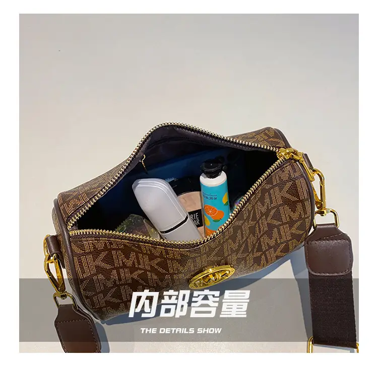 MK Printed Brown Shoulder Bag with Wide Strap — feature 8