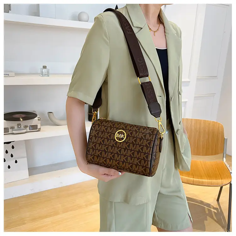 MK Printed Brown Shoulder Bag with Wide Strap — feature 9