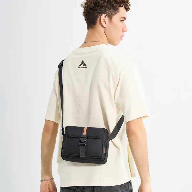Men's Black Crossbody Sports Bag with Adjustable Strap - Image 5