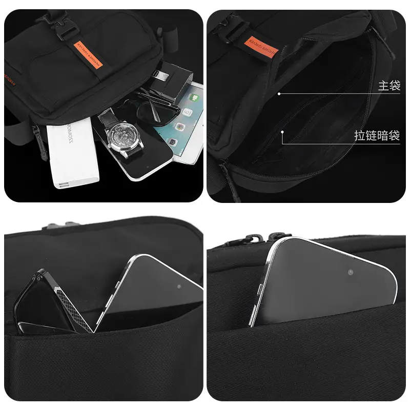 Men's Black Crossbody Sports Bag with Adjustable Strap - Image 7