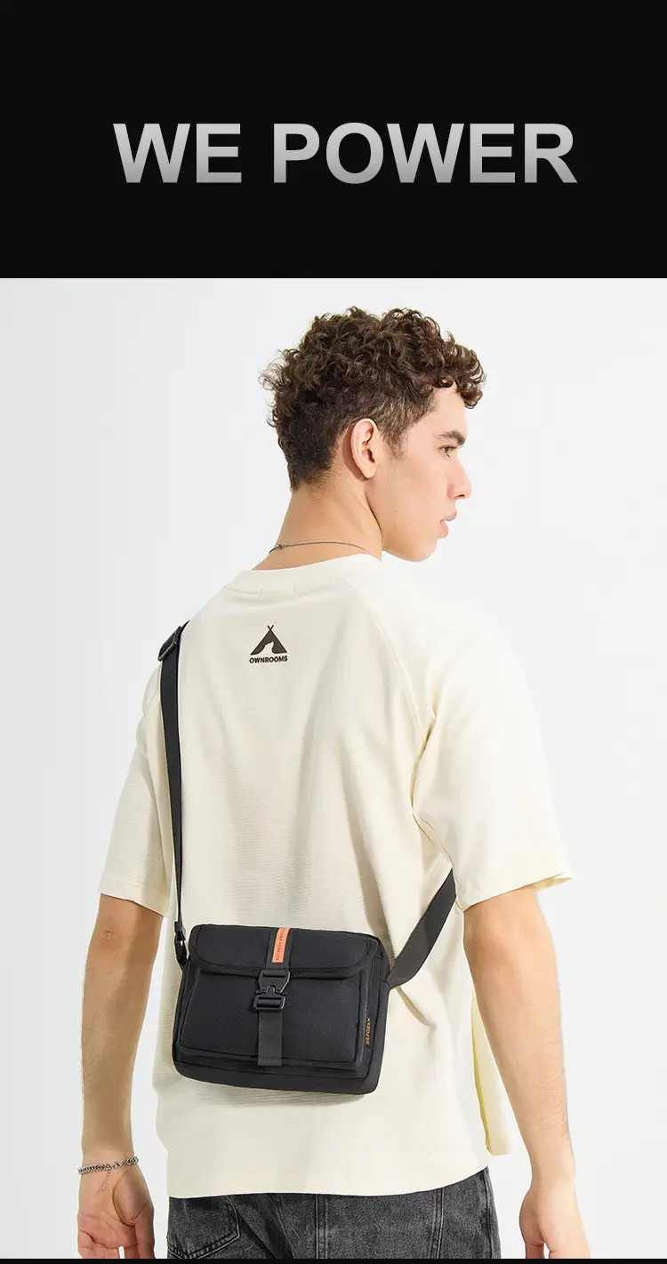 Men's Black Crossbody Sports Bag with Adjustable Strap — feature 14