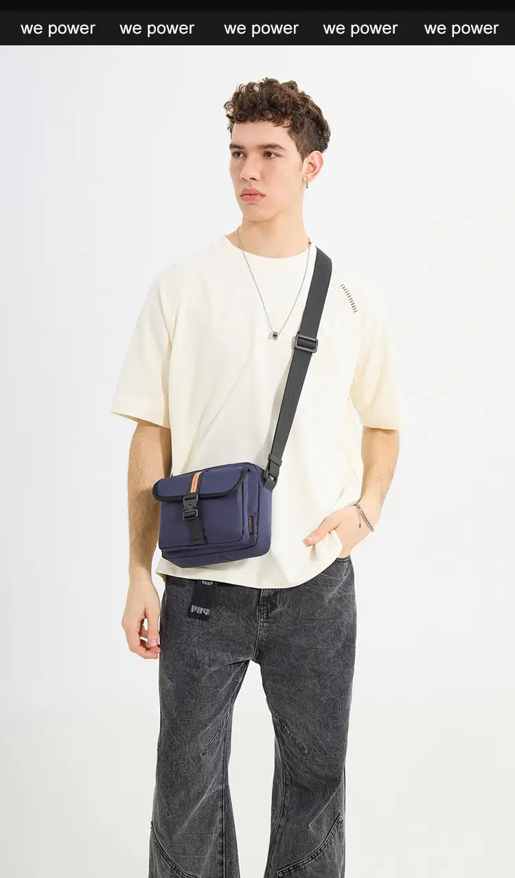 Men's Black Crossbody Sports Bag with Adjustable Strap — feature 16