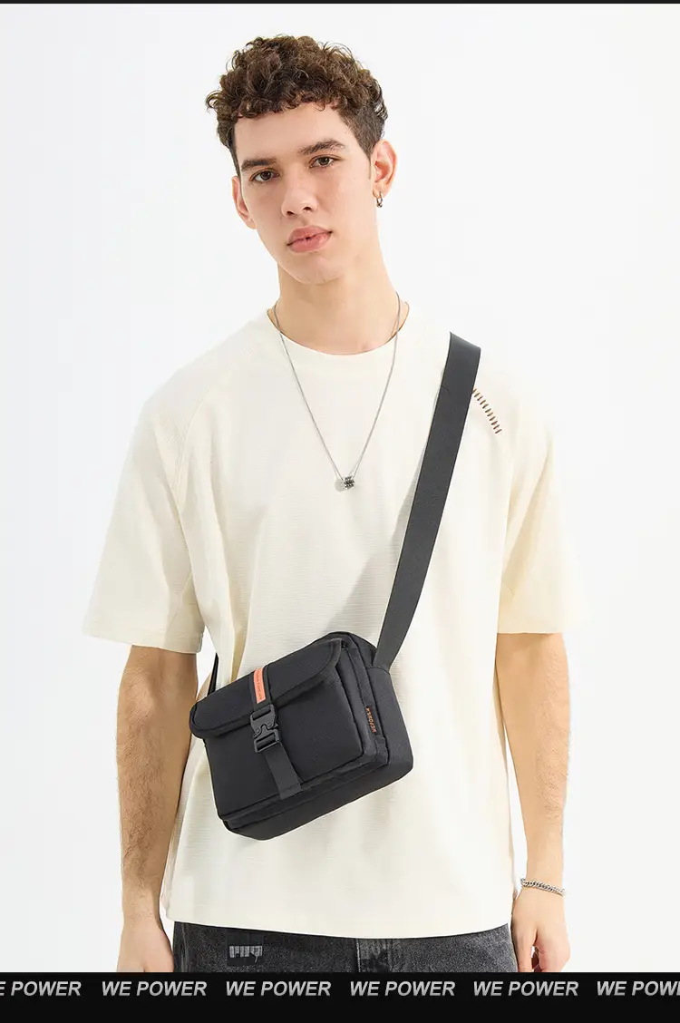 Men's Black Crossbody Sports Bag with Adjustable Strap — feature 4