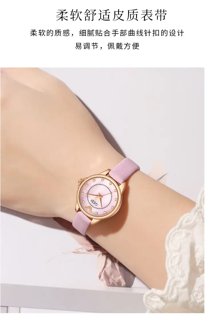 Gadi Women's Rhinestone Watch Rose Gold Black Strap — feature 4