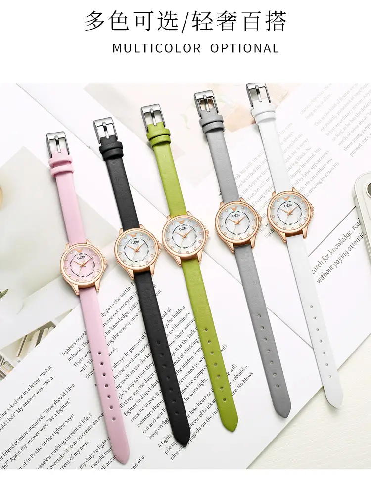 Gadi Women's Rhinestone Watch Rose Gold Black Strap — feature 7