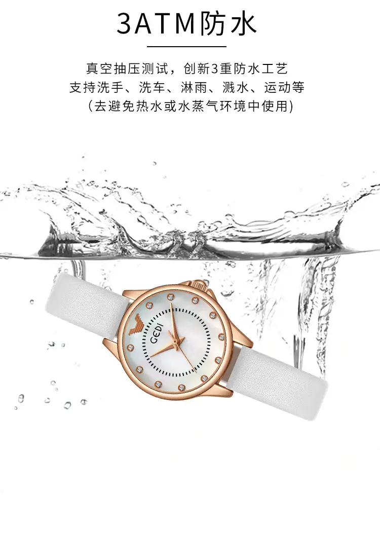 Gadi Women's Rhinestone Watch Rose Gold Black Strap — feature 9