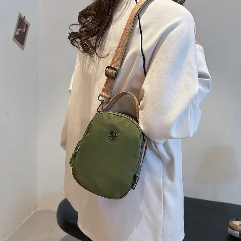 Women Mini Canvas Shoulder Bag Brown - Image 8