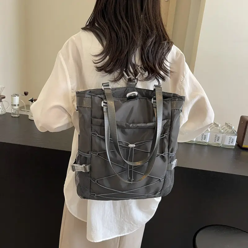 Women's Grey Nylon Shoulder Bag 2024 New - Image 4
