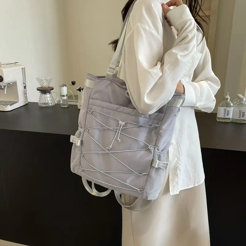 Women's Grey Nylon Shoulder Bag 2024 New - Image 5