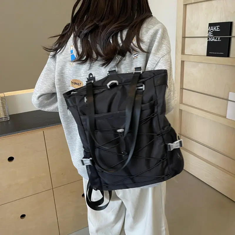 Women's Grey Nylon Shoulder Bag 2024 New - Image 6