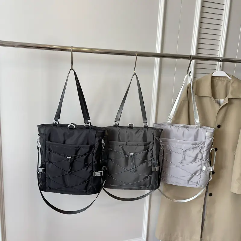 Women's Grey Nylon Shoulder Bag 2024 New - Image 7