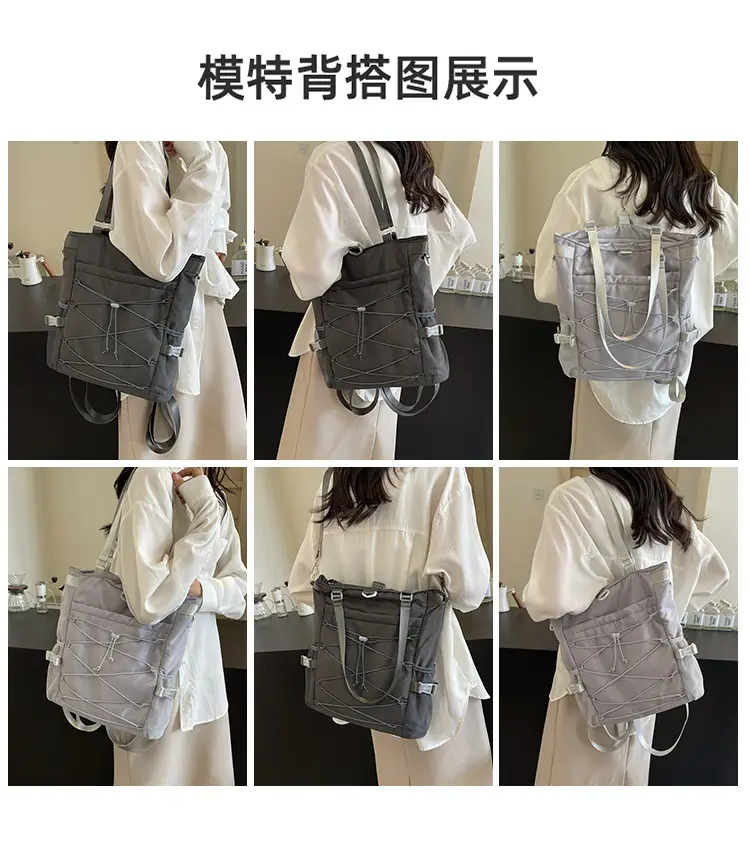Women's Grey Nylon Shoulder Bag 2024 New — feature 10