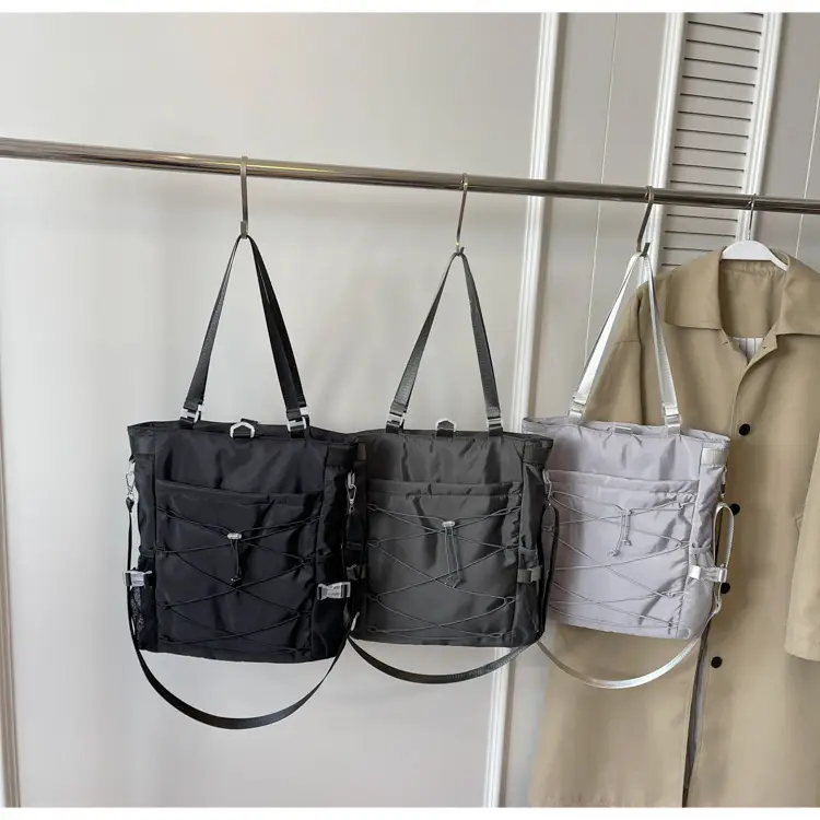 Women's Grey Nylon Shoulder Bag 2024 New — feature 14
