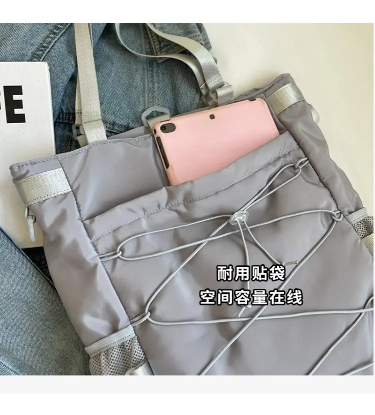 Women's Grey Nylon Shoulder Bag 2024 New — feature 8