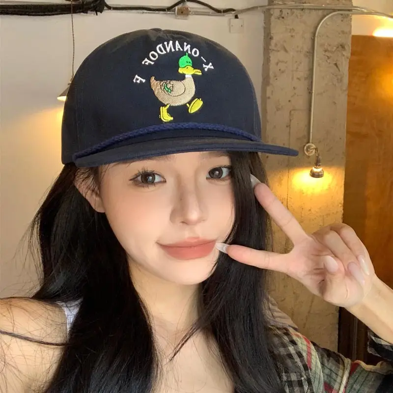 Duck Cartoon Cap for Kids Black Embroidered - Image 7