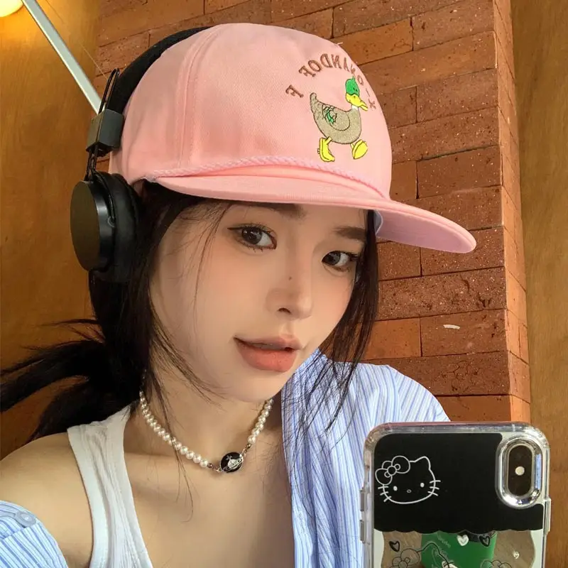 Duck Cartoon Cap for Kids Black Embroidered - Image 9