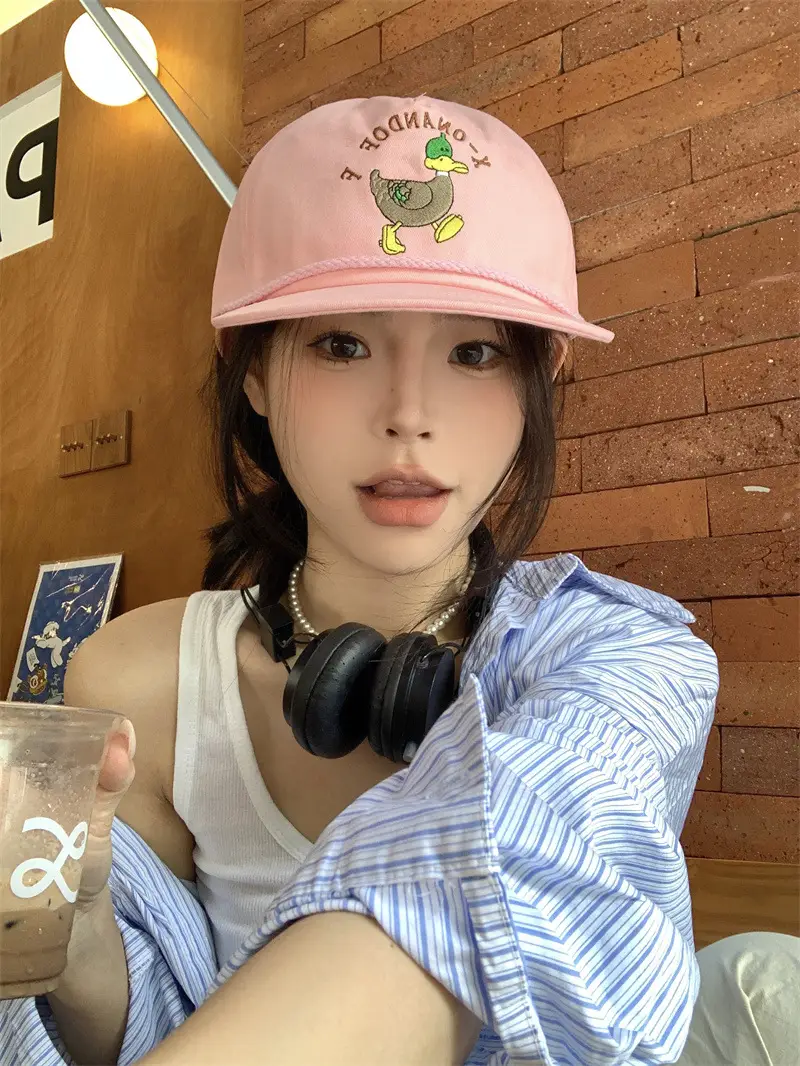 Duck Cartoon Cap for Kids Black Embroidered — feature 10
