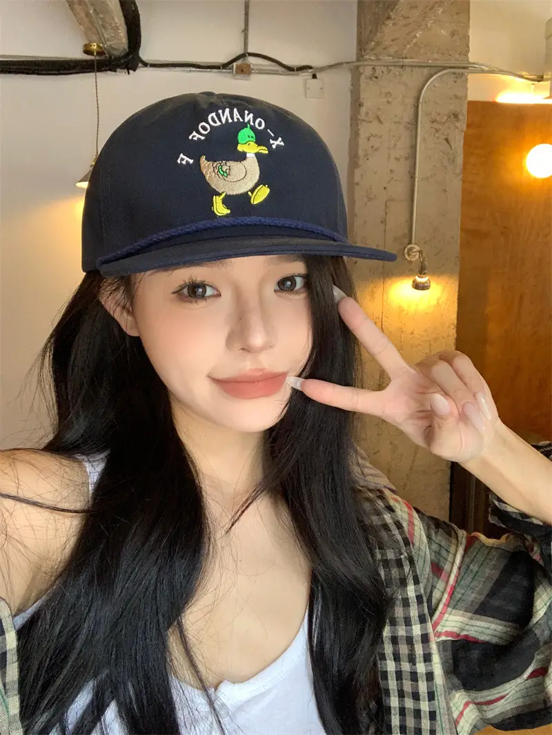 Duck Cartoon Cap for Kids Black Embroidered — feature 6