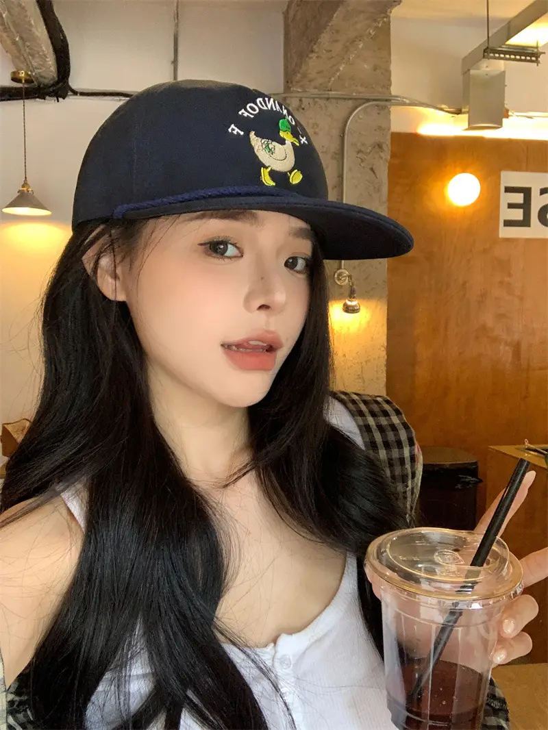 Duck Cartoon Cap for Kids Black Embroidered — feature 7