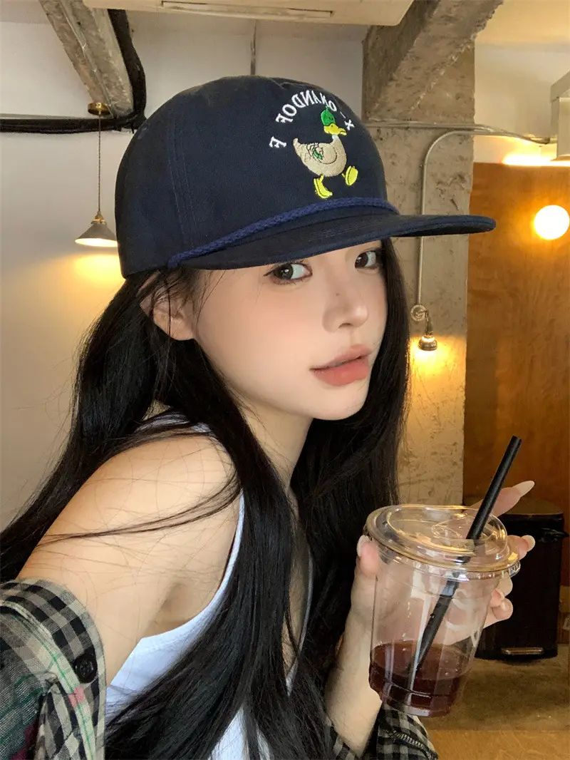 Duck Cartoon Cap for Kids Black Embroidered — feature 8