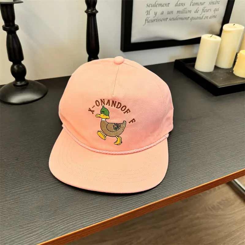 Duck Cartoon Cap for Kids Black Embroidered - Image 2