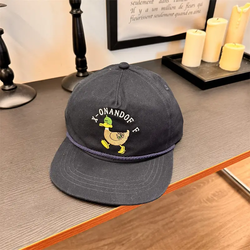 Duck Cartoon Cap for Kids Black Embroidered - Image 4