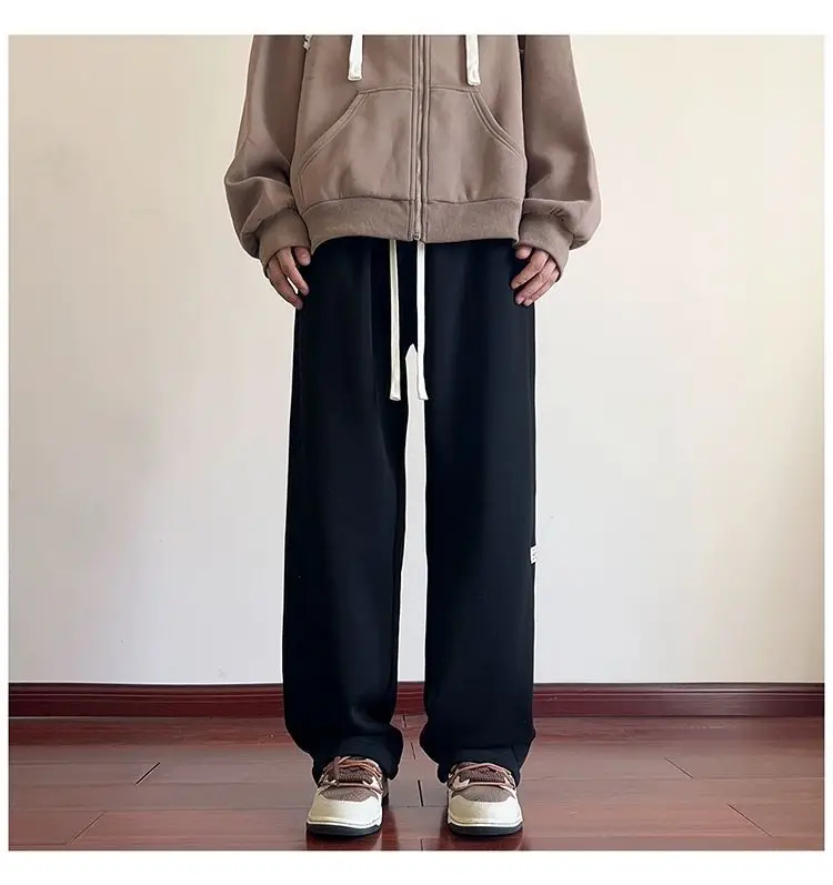 Men's American Style Loose Sweatpants Grey White — feature 16
