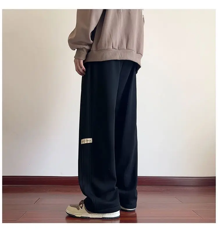 Men's American Style Loose Sweatpants Grey White — feature 20