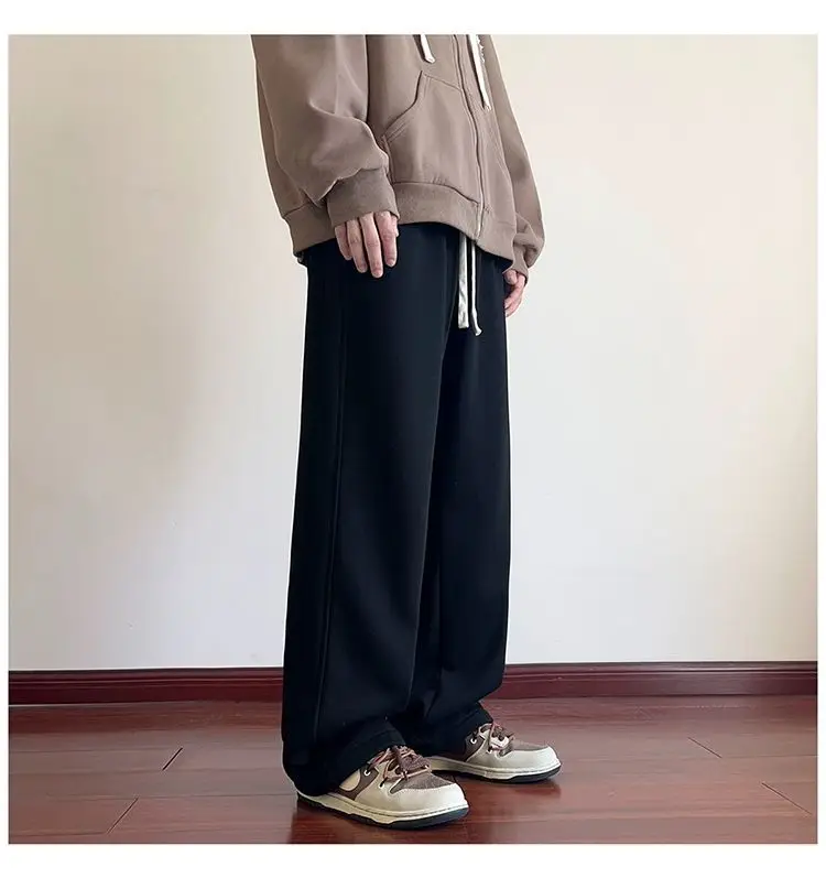 Men's American Style Loose Sweatpants Grey White — feature 21