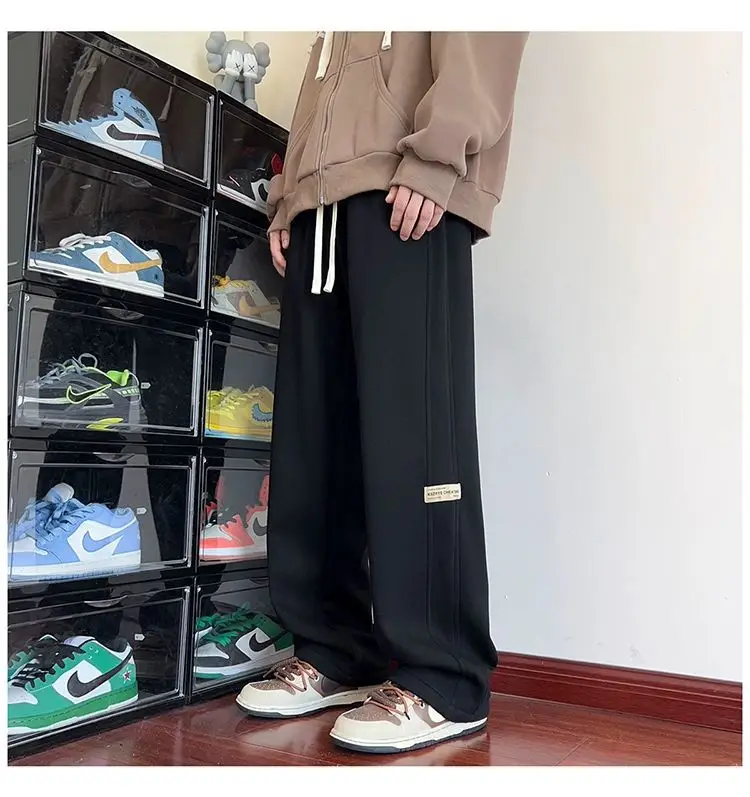 Men's American Style Loose Sweatpants Grey White — feature 22