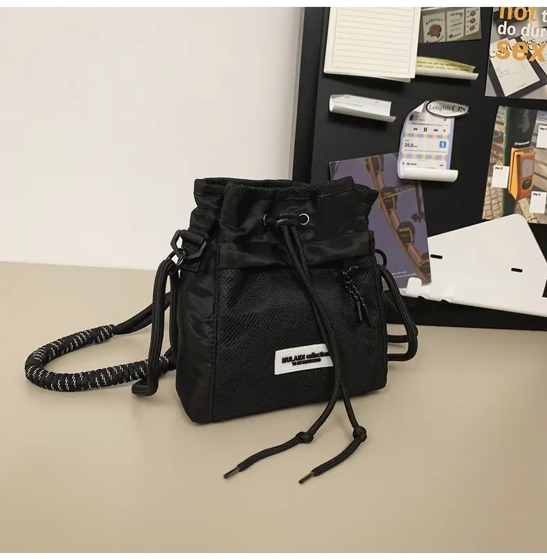 Black Anti-Splash Drawstring Mobile Phone Bag — feature 29