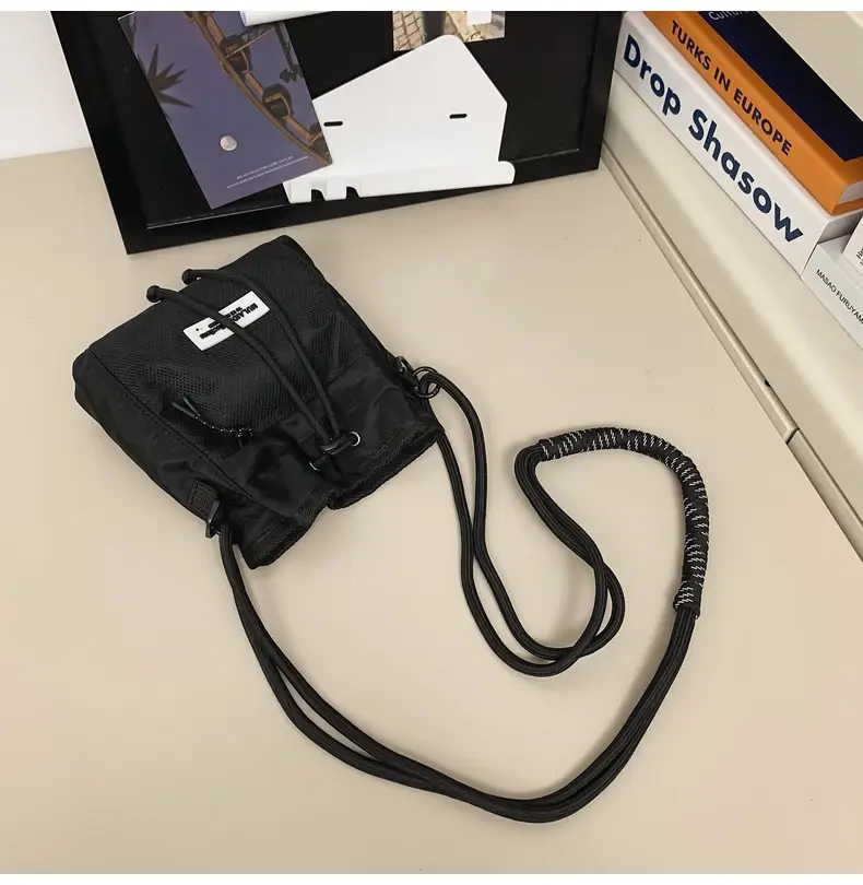 Black Anti-Splash Drawstring Mobile Phone Bag — feature 30