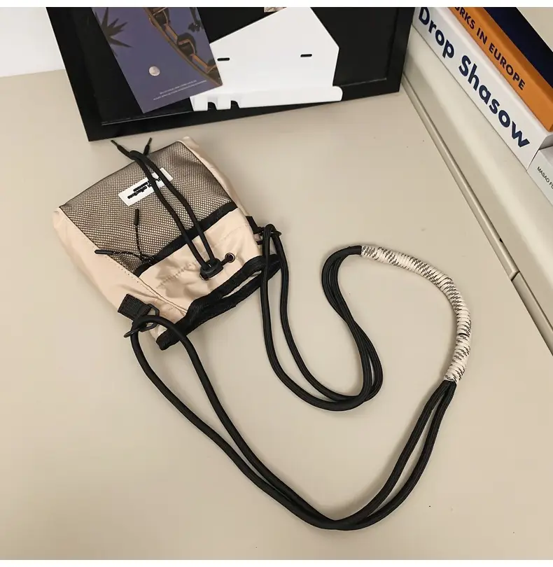Black Anti-Splash Drawstring Mobile Phone Bag — feature 34