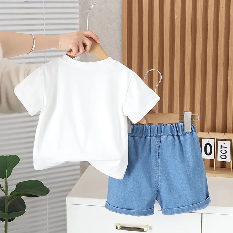 Boys Baby Dinosaur T-Shirt Shorts Set White Blue 1.5Y — feature 5