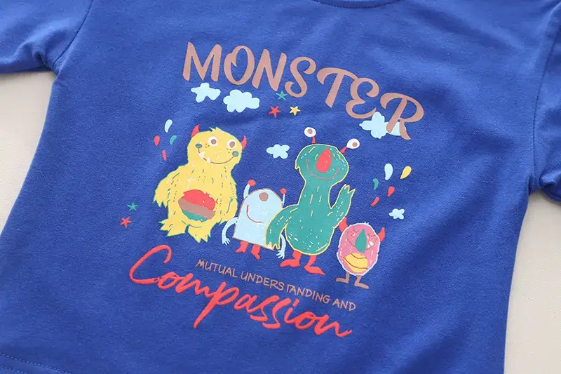 Blue Monstoro Cartoon T-Shirt & Denim Shorts Set for Boys — feature 6