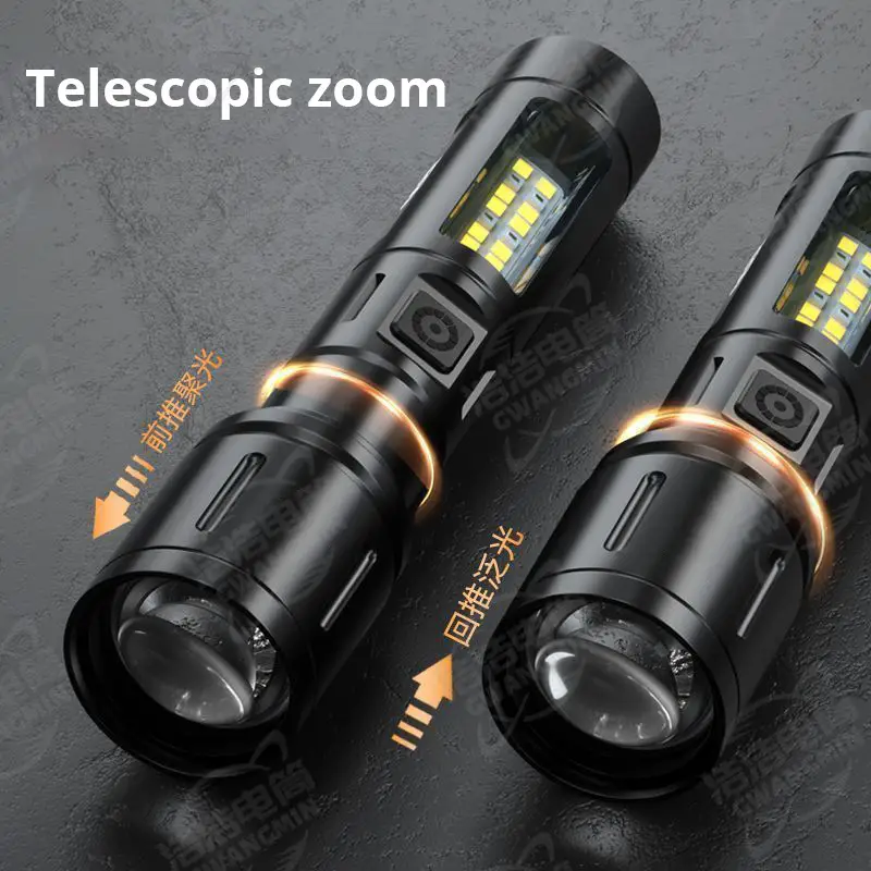 Portable COB White Flashlight with Red Side Light 100,000 Lumens — feature 5