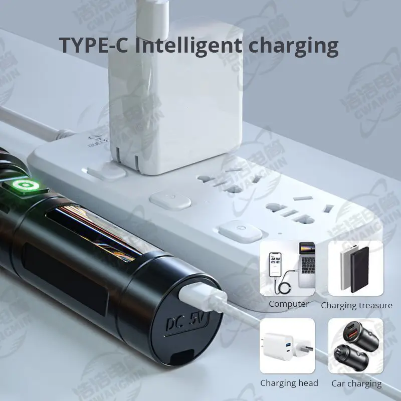 Portable COB White Flashlight with Red Side Light 100,000 Lumens — feature 7