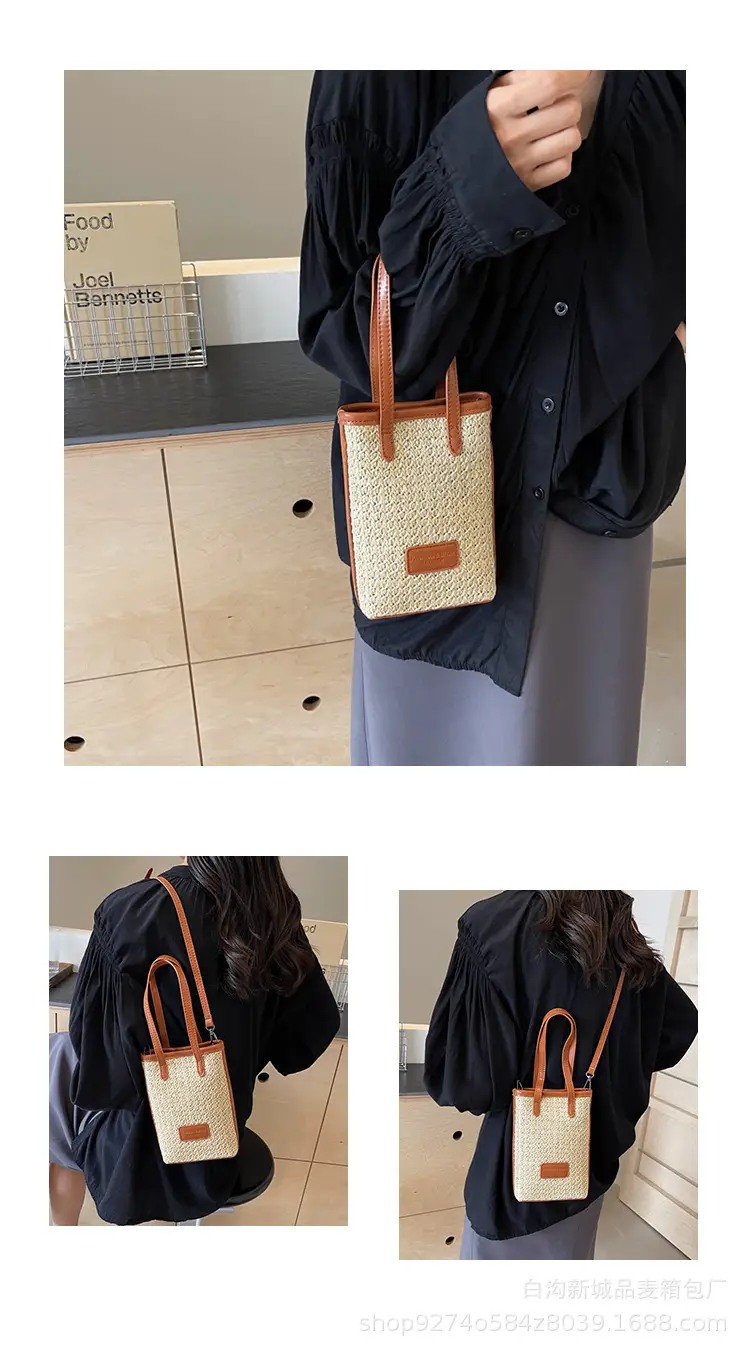 Women Woven Phone Bag Contrasting Color Shoulder Crossbody — feature 10